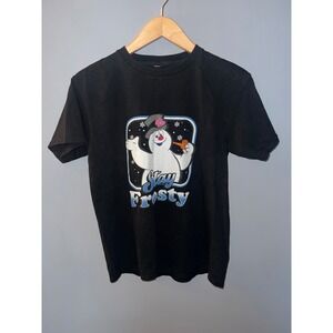 Frosty the Snowman Stay Frosty Black Graphic Tee Short‎ Sleeve Crew Neck Shirt